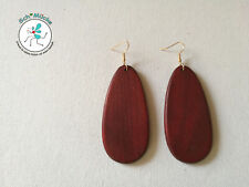 Holz-Ohrhänger Kronblatt 3,8 x 8 cm Vintage Glücksbringer Geschenkidee Rarität