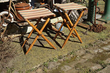 Paar Vintage Camping Hocker Mann & Frau 1970er 80er Retro klappbar Esche