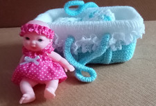 Puppen blau & weiß Glitzer