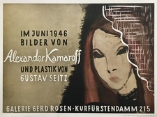 Ausstellungsplakat Galerie Gerd Rosen 1946 Alexander Kamaroff und Gustav Seitz