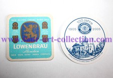 LOWENBRAU MÜNCHEN WORISHOFER 2 ALTE UNTERSETZER GLAS BIER BEER COASTER