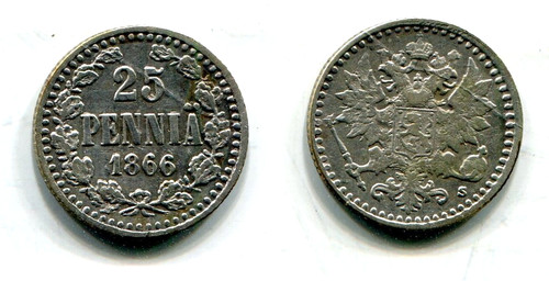 Penniä finnland 1866 - 25,