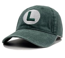 Super Mario Luigi Grün Baseball Cap Kappe Gamer Fan Merchandise Cosplay Mütze 