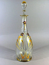 FRITZ HECKERT JUGENDSTIL GLASKARAFFE CA. 1900 DEUTSCHLAND HANDARBEIT SELTEN