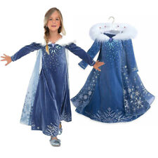 Mädchen Karneval Kostüm Prinzessin Eiskönigin ELSA Fasching Kleid WD-Blau