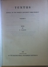 Textus: Annual of the Hebrew