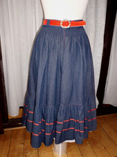 C&A by YESSICA Jeans Rock TRACHTEN ROCK Landhaus + GÜRTEL Baumwolle Blau Gr 38/M