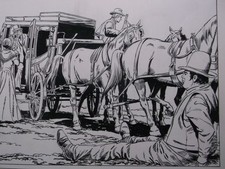 Comic Originalzeichnung BONANZA (Bastei Verlag) DAS haut HOSS völlig um!!!!!!!!!