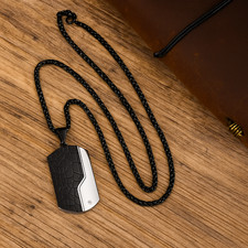 Herren Halskette Edelstahl 60 cm – Schwarz Silber Anhänger • Männerkette • Trend