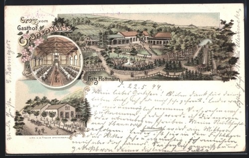 Lithographie halle gasthof - lithographie,