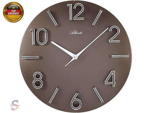 Atlanta wanduhr quarz braun - wanduhr,