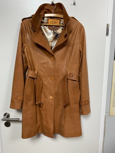 Damen-Leder-Trenchcoat