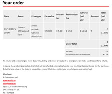 2x "Lorde-Ultrasound Tour" Tickets, L-4361 ESCH/ALZETTE, Luxembourg