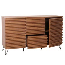 B-Ware Sideboard MCW-M49, 3D-Design Staufächer, 85x142x44cm, Walnuss-Optik