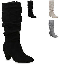 Damen Stiefel Gefütterte Boots Mid Heels Glitzer 824335 Trendy Neu