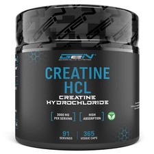 Creatin HCL Kapseln - 365 á 750 mg / 3000 mg Tagesportion - Muskelaufbau Vegan