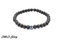 Armband Armreifen Unisex Elastisch mit Kugeln Perlen Schwarz Symbol Auge Nazar 