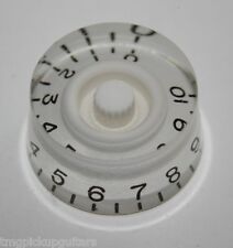 Ein Gibson Style Bell Knopf Potiknopf Weiß Plexi schwarze Schrift Speed Knob