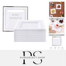 Weiß Plastik Teller Set 30 teilig 16,5cm, Dessertteller für Kuchen, Teller Se...