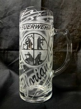 Feuerwehr Krug Glas Bierkrug