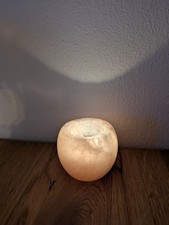 Salzkristall-Teelicht - Edelstein - rund - Dekoration - warme Farbe - wie neu 