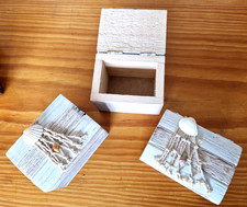 3 kleine Schatztruhen aus Holz im Vintage Look, mit maritimen Motiv,  unbenutzt