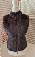 Nerz Echt Pelz Weste Leder Bordeaux Damen Gr. 36 S KEMPER