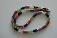C05-Bunte collier mit 925er Silberverschluß KL 50 cm Breit 4 mm.