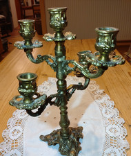 Wunderschöner Messing Kerzenständer 5 armig 26 cm Antik Höhenversetzt Jugendstil