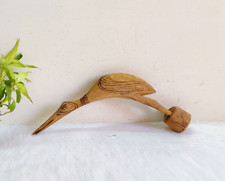 Vintage Original Alte Holz Storch Vogel Statue Figur Dekorativ Sammlerstück W410