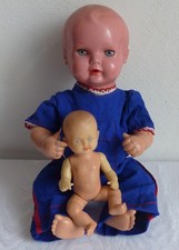 zwei alte Schildkröt Puppen Strampelchen aus den 1960er Jahren 35 cm u. 16 cm