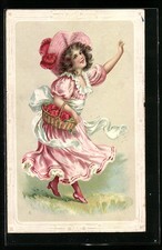 Präge-AK Junge Dame im Kleid