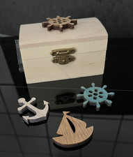 Maritime Holzbox  Truhe Holzkästchen für Geldgeschenk mit Deckel und Zubehör