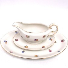 Sauciere Fleischplatte Thomas Bavaria Porzellan Streublumen Goldrand Set oval