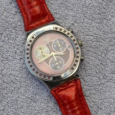 Vintage Chronograph, Swatch Irony Chrono, Lederarmband , Batterie neu