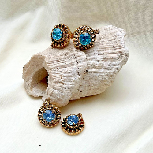 Ohrringe set blau strass - set,