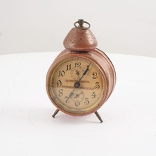 Antiker Wecker Automat Kupfer Gehäuse ungeprüft Mechanisch