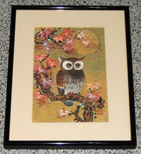 gerahmtes Wandbild Eule Asien