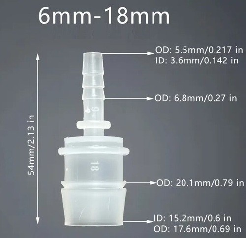 6mm auf 18mm - , schlauchadapter