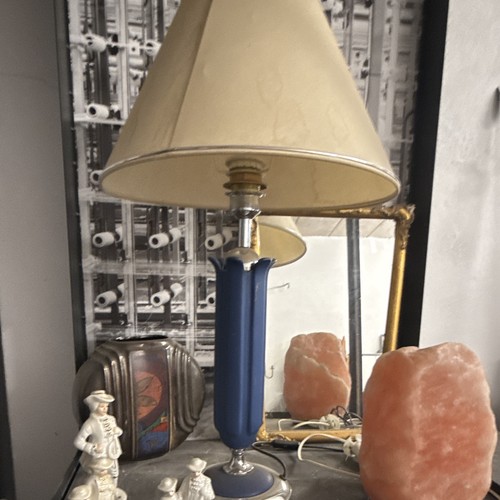 Tischlampe blau mit beigem - blau,