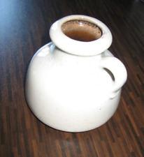 Vase Krug mit Henkel Steingut creme Deko Zierobjekt Landhaus