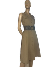 🔹Stretch Hemdblusenkleid Peter Nygard Khaki Safari-Stil Rockabilly Gr. 44