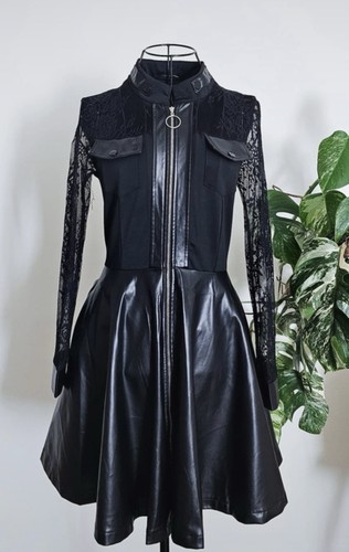 Gothic kunstleder kleid mit - gothic,