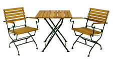 Gartengarnitur Gartenset Set PASSAU 2x Sessel 1x Tisch 70x70 Metall grün Robinie