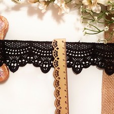0,5m Spitzenband 52mm Baumwolle, Schwarz, Vintage-Stil Häkelspitze Meterware 