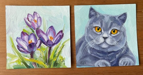 Blumen ölmalerei katze - Ölmalerei,,