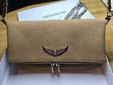Zadig & Voltaire clutch rock Wildleder Damen Handtasche beige Cluster Neu