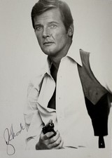 Roger Moore signiert Foto 007 James Bond Unterschrift Original Signed Autogramm