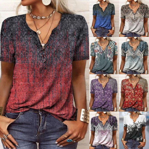 Damen neck printed blusen - printed,