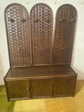 Rattan Flurgarderobe, 9 Elemente, Schuhschrank, Spiegel, Regal